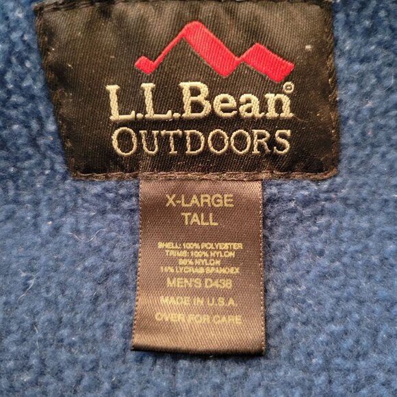 LL Bean XL Tall Blue Full Zip Fleece Jacket Pockets Stand Collar Deep Pile - Picture 4 of 6